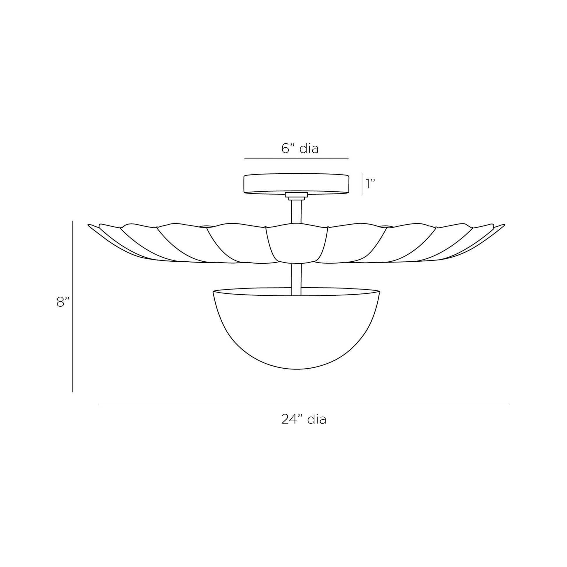 Teresa Flush Mount Ceiling Light - line drawing.