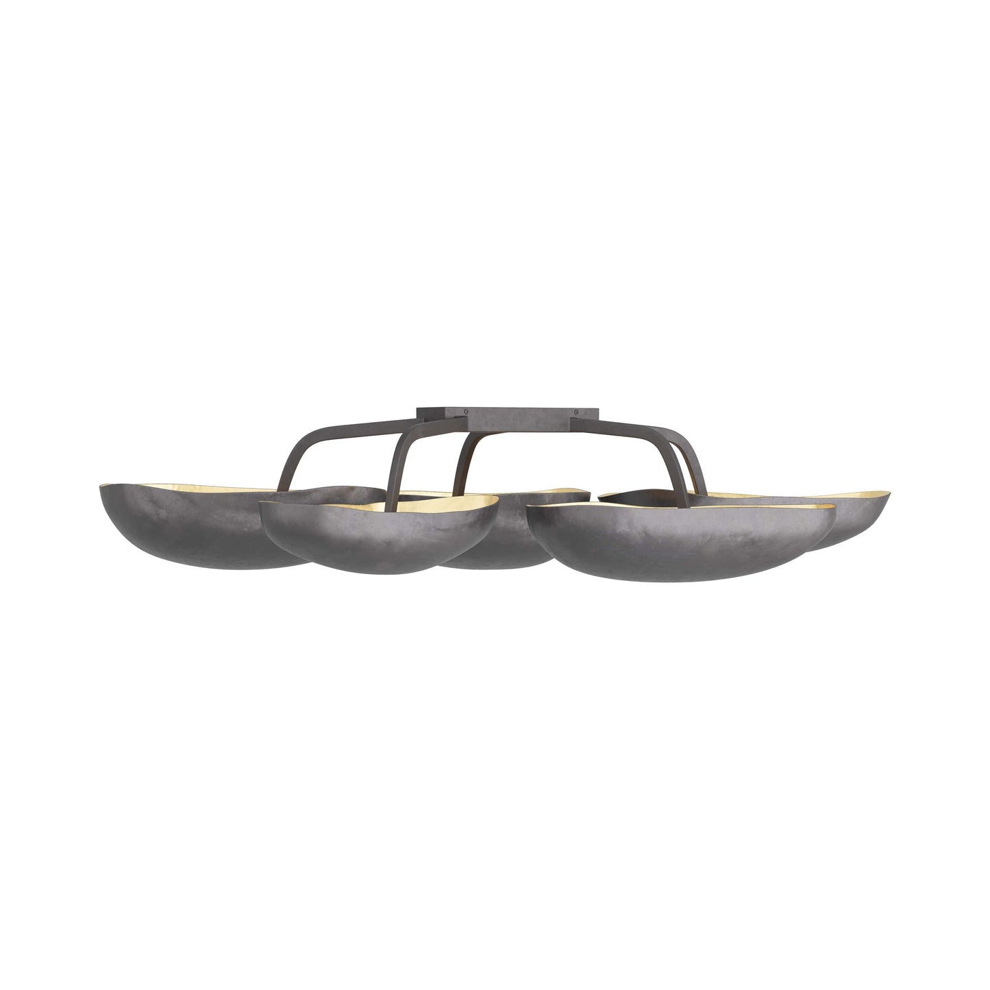 Theo Semi Flush Mount Ceiling Light in Blackened Iron.