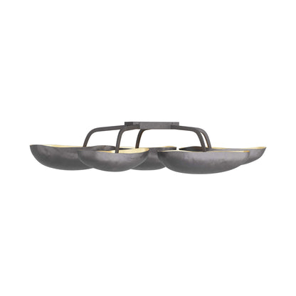 Theo Semi Flush Mount Ceiling Light in Blackened Iron.