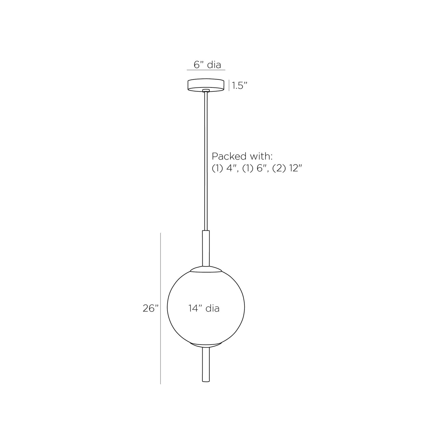 Tirso LED Pendant Light - line drawing.