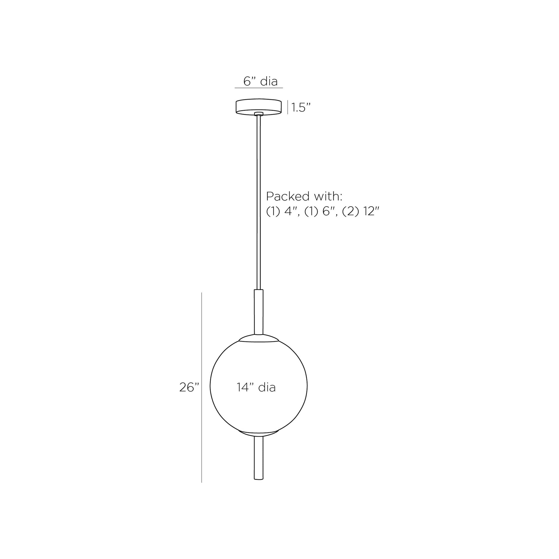 Tirso LED Pendant Light - line drawing.