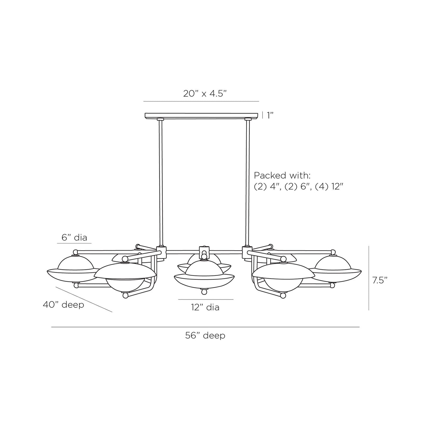 Towne Chandelier - line drawing.
