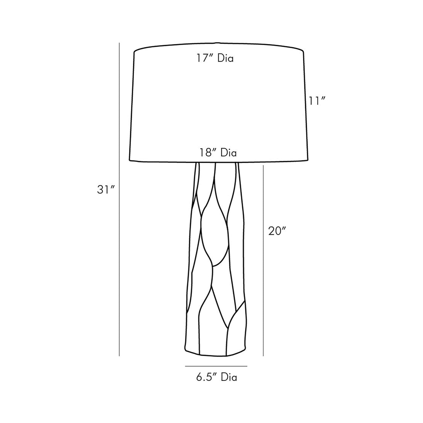 Townsen Table Lamp - line drawing.