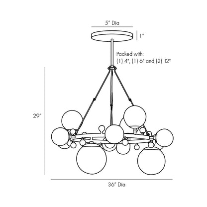 Troon Round Chandelier - line drawing.