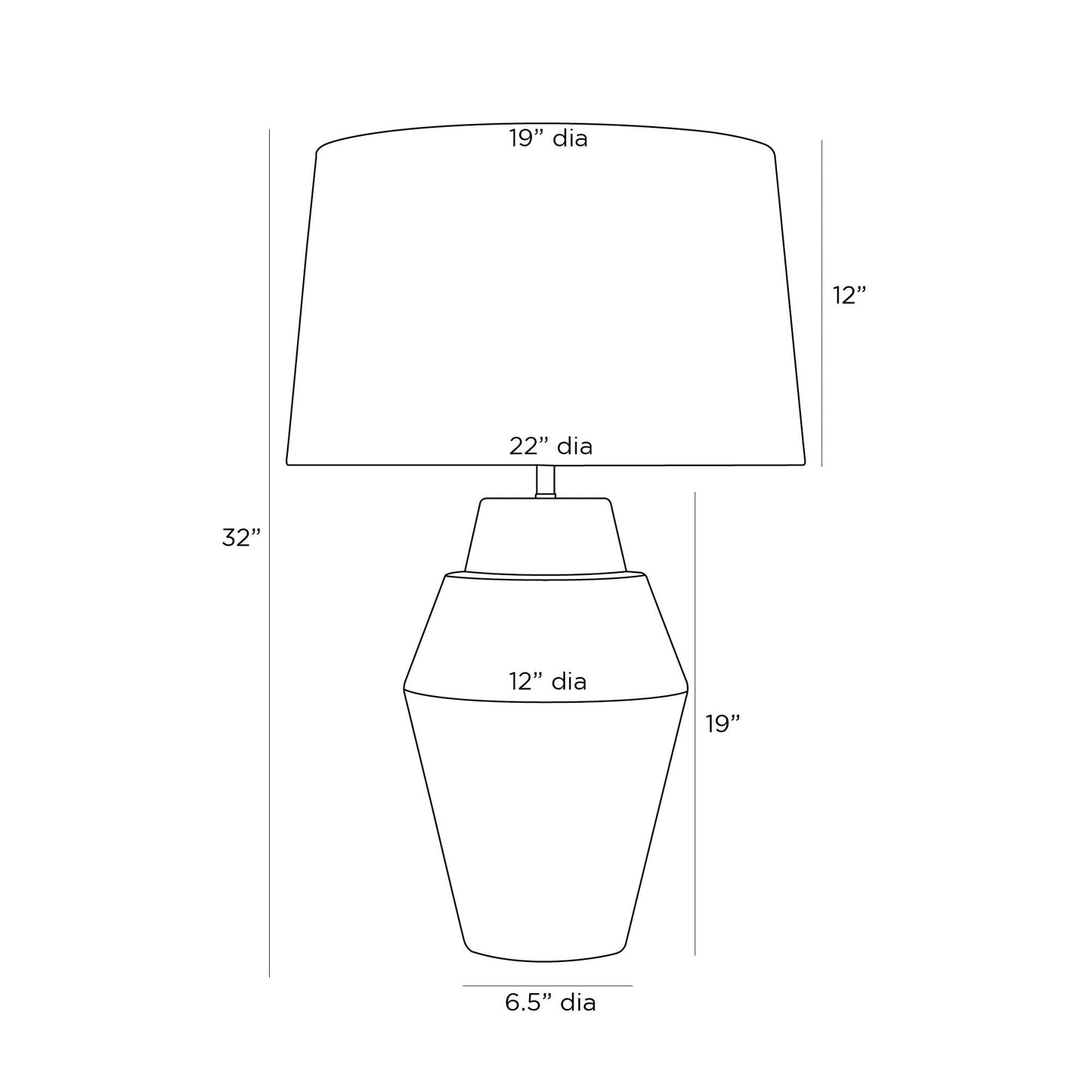Wanda Table Lamp - line drawing.
