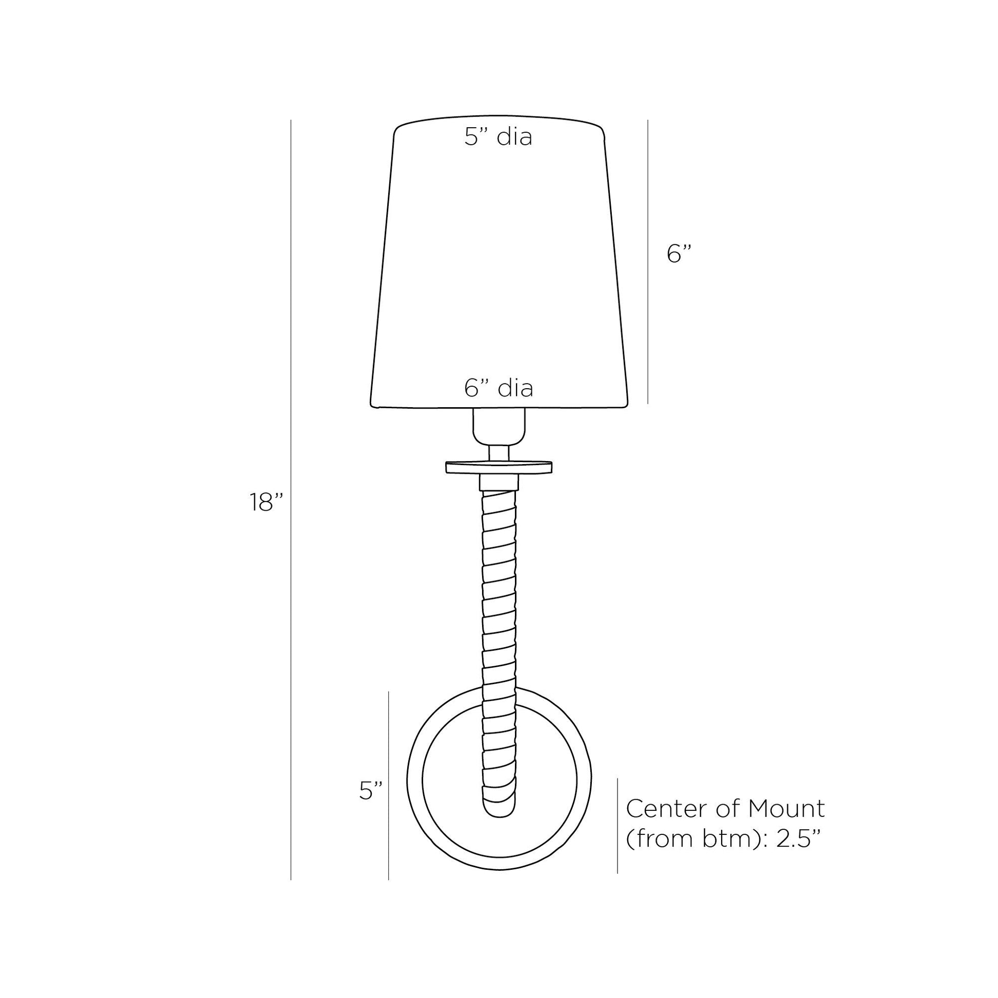 Wayman Wall Light - line drawing.