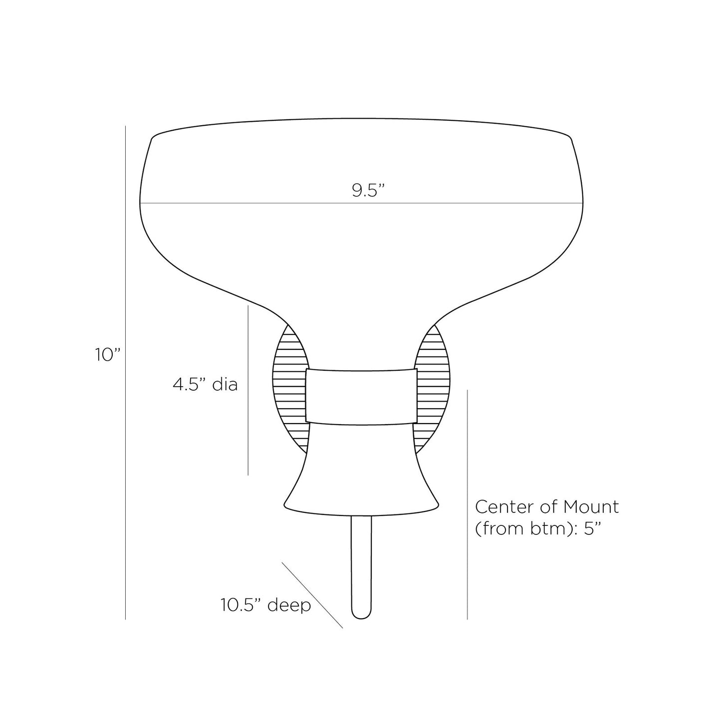 Westcliff Wall Light - line drawing.
