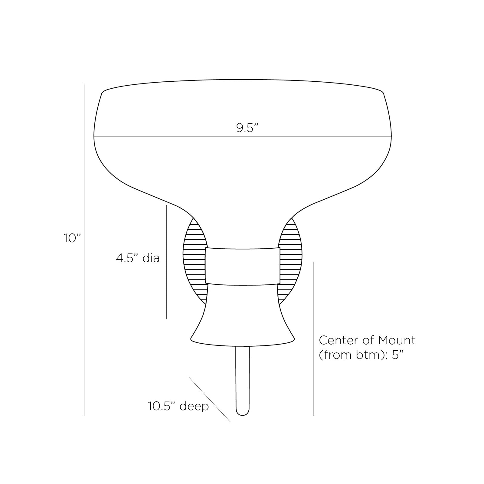 Westcliff Wall Light - line drawing.