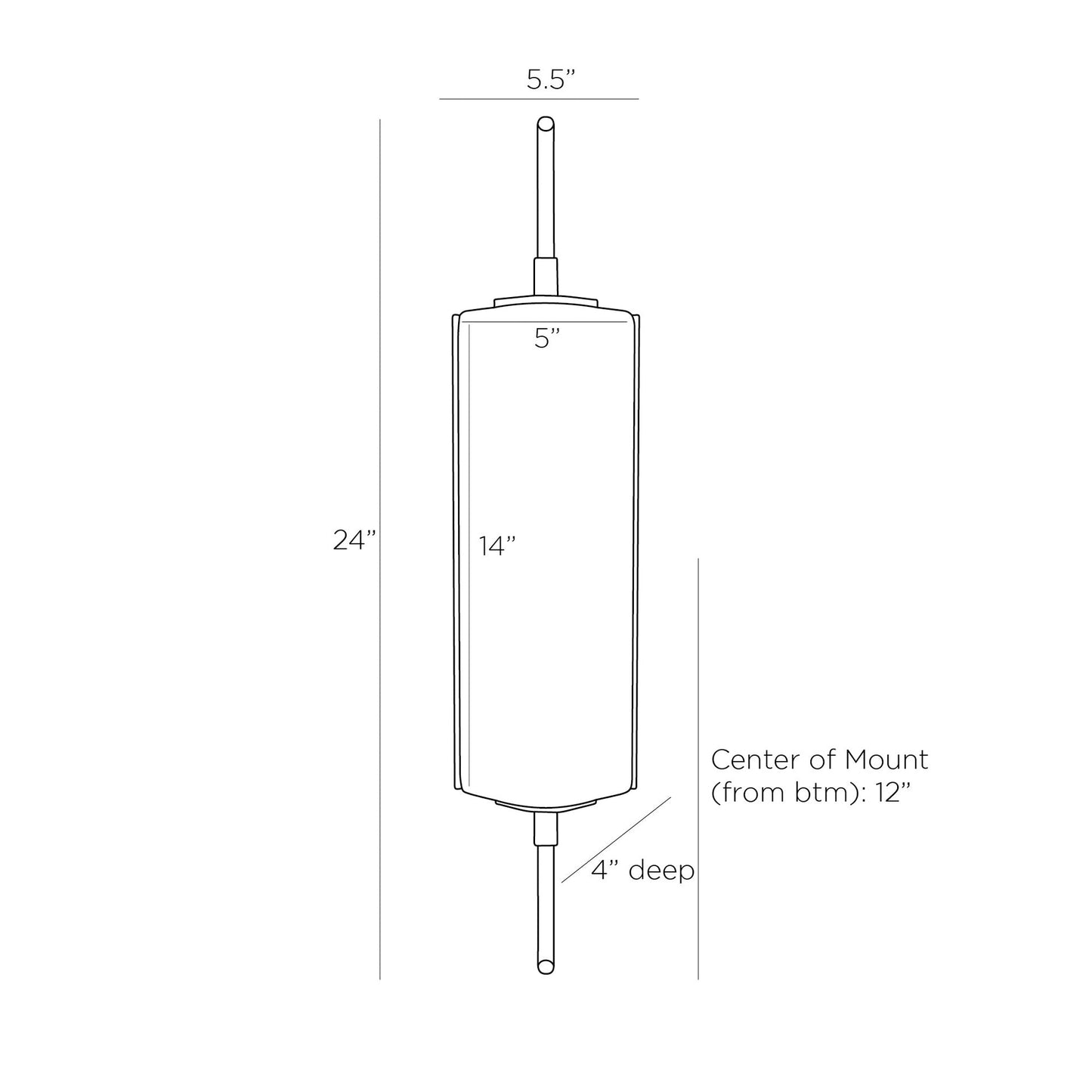 Weston Wall Light - line drawing.