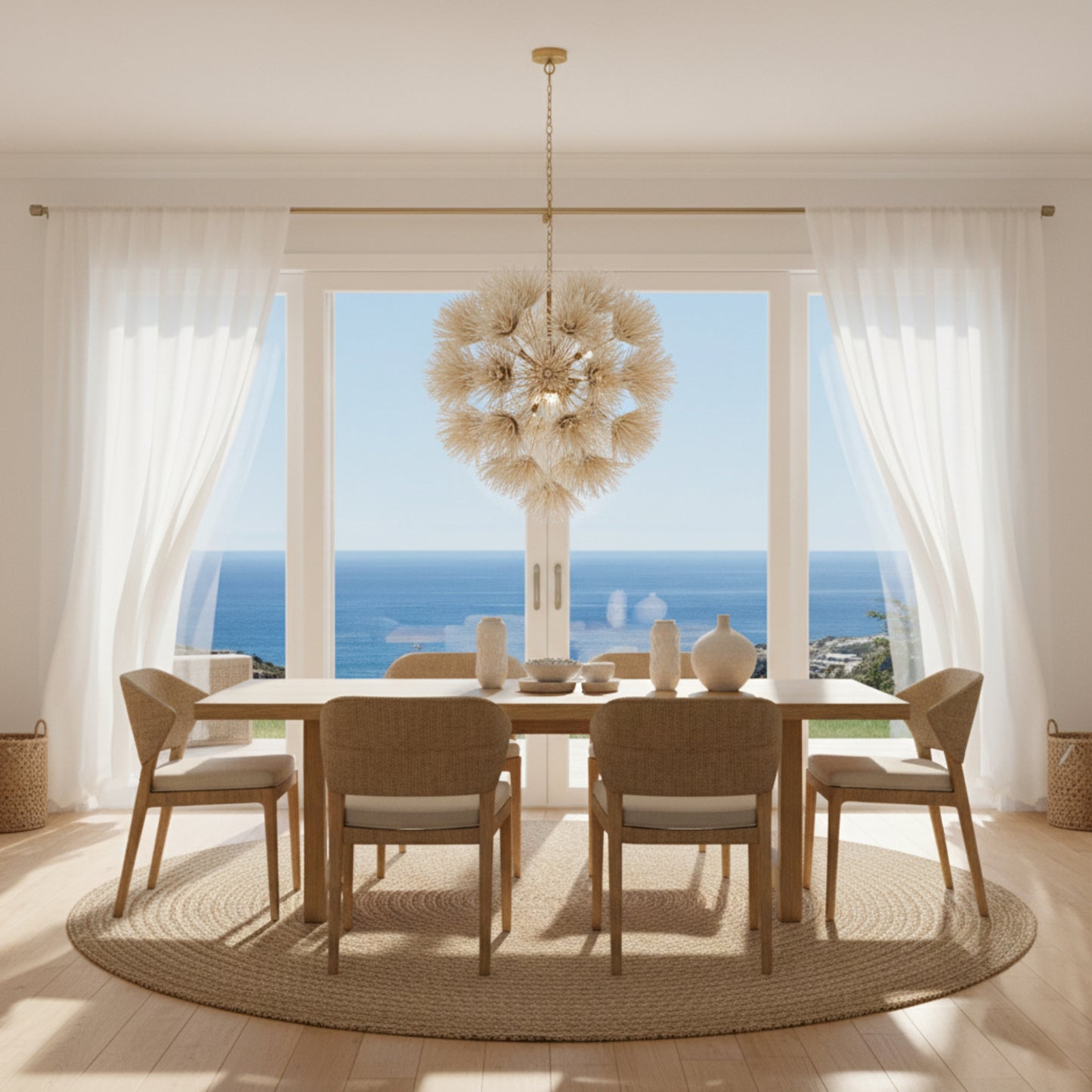 Decorative chandelier with a floral design on a white background.