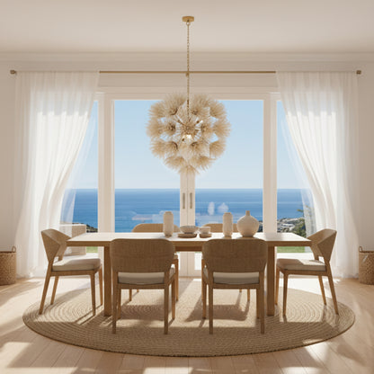 Decorative chandelier with a floral design on a white background.