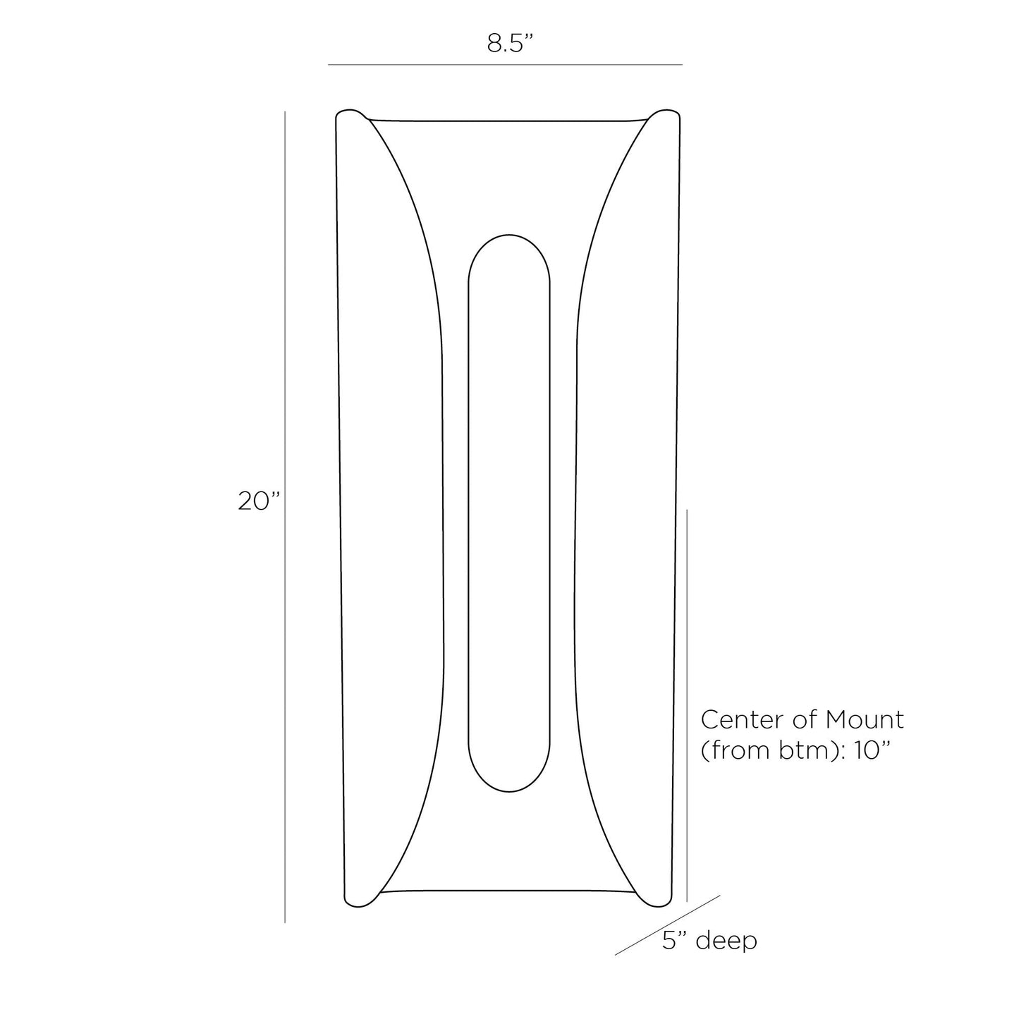 Winward LED Wall Light - line drawing.