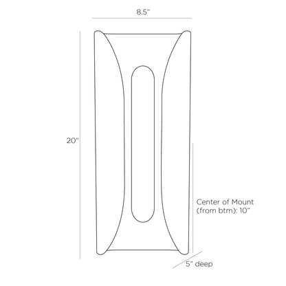 Winward LED Wall Light - line drawing.