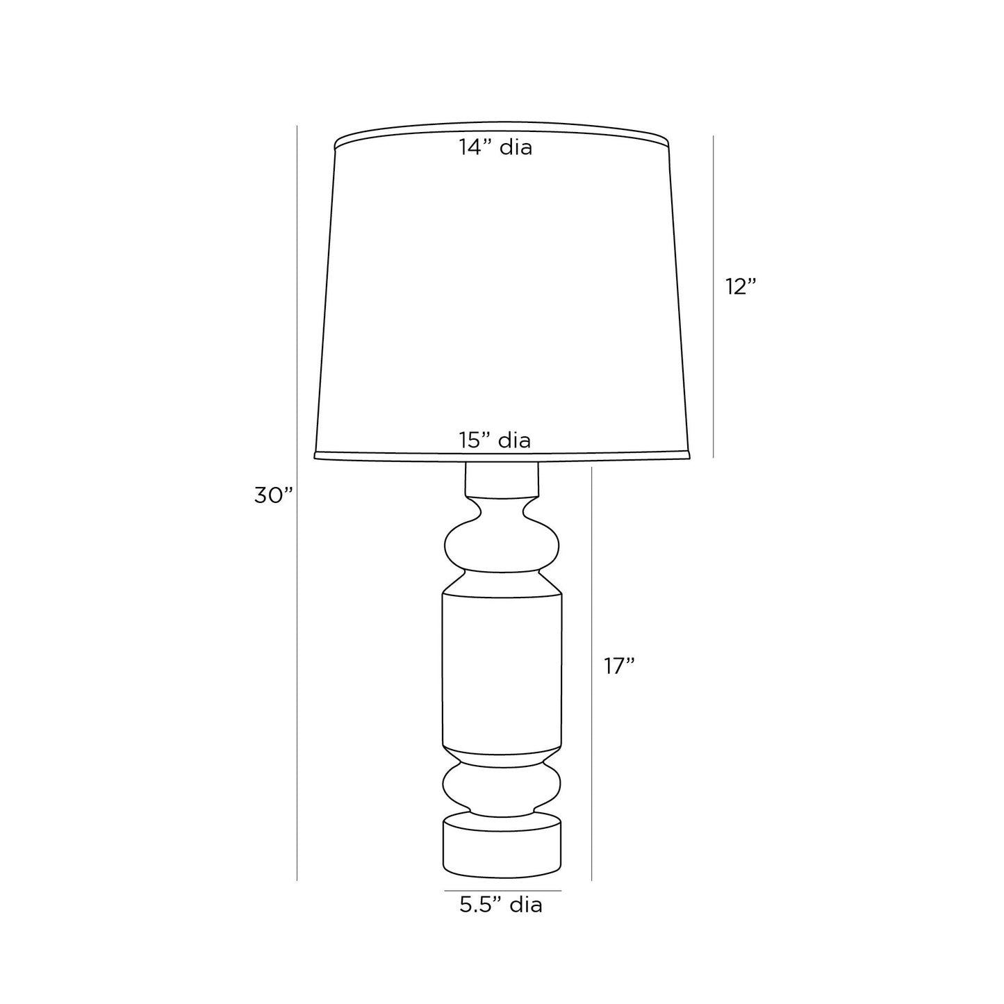 Woodrow Table Lamp - line drawing.