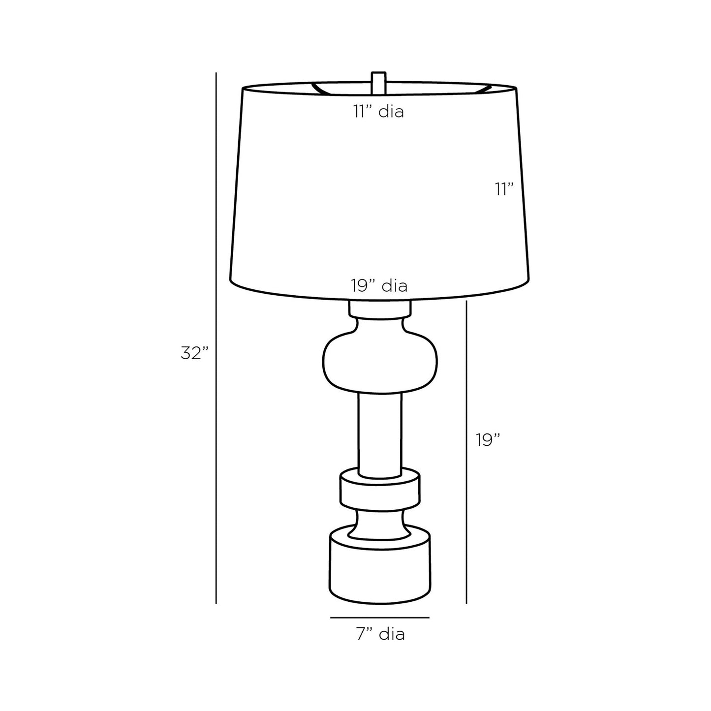 Zamir Table Lamp - line drawing.