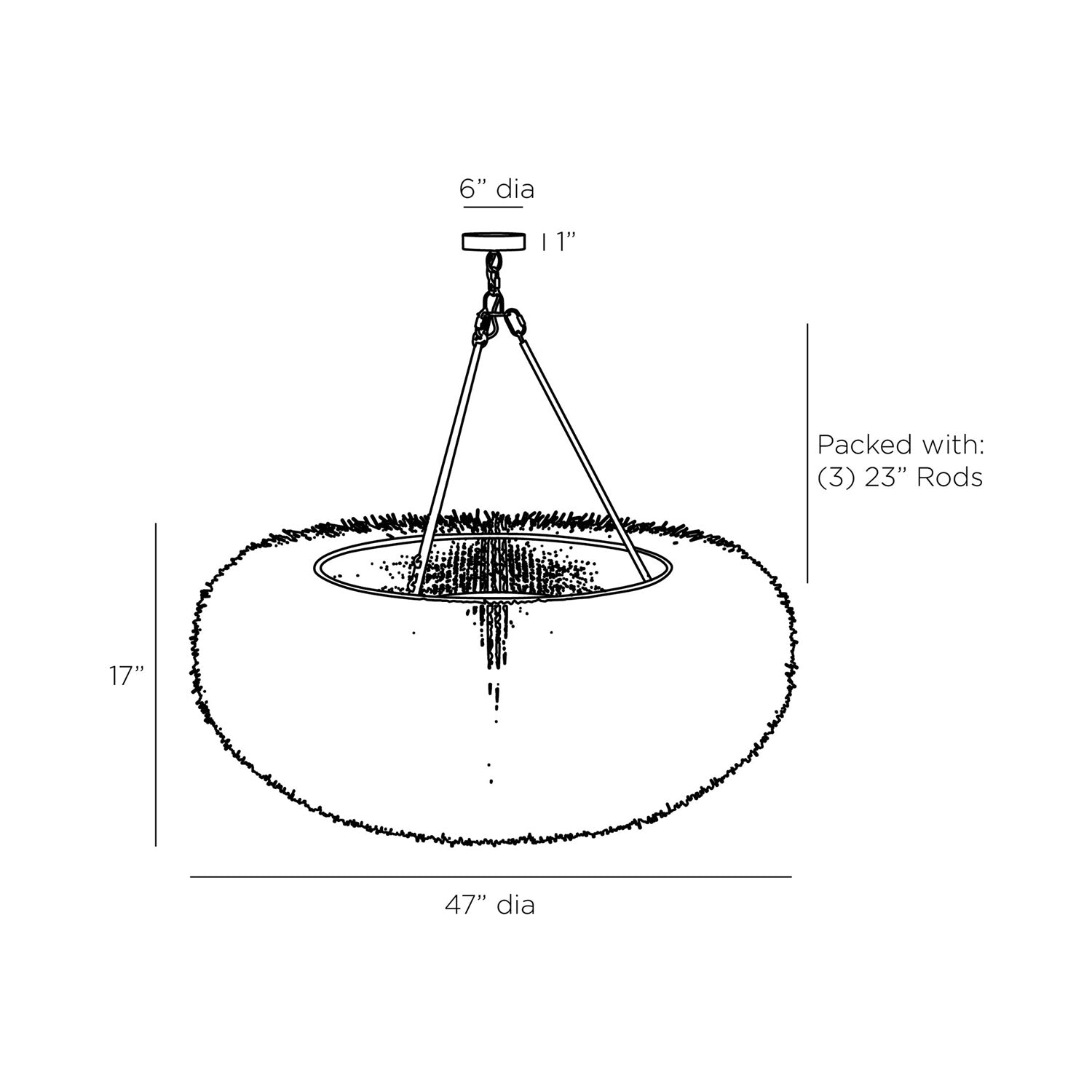 Zaria Chandelier - line drawing.