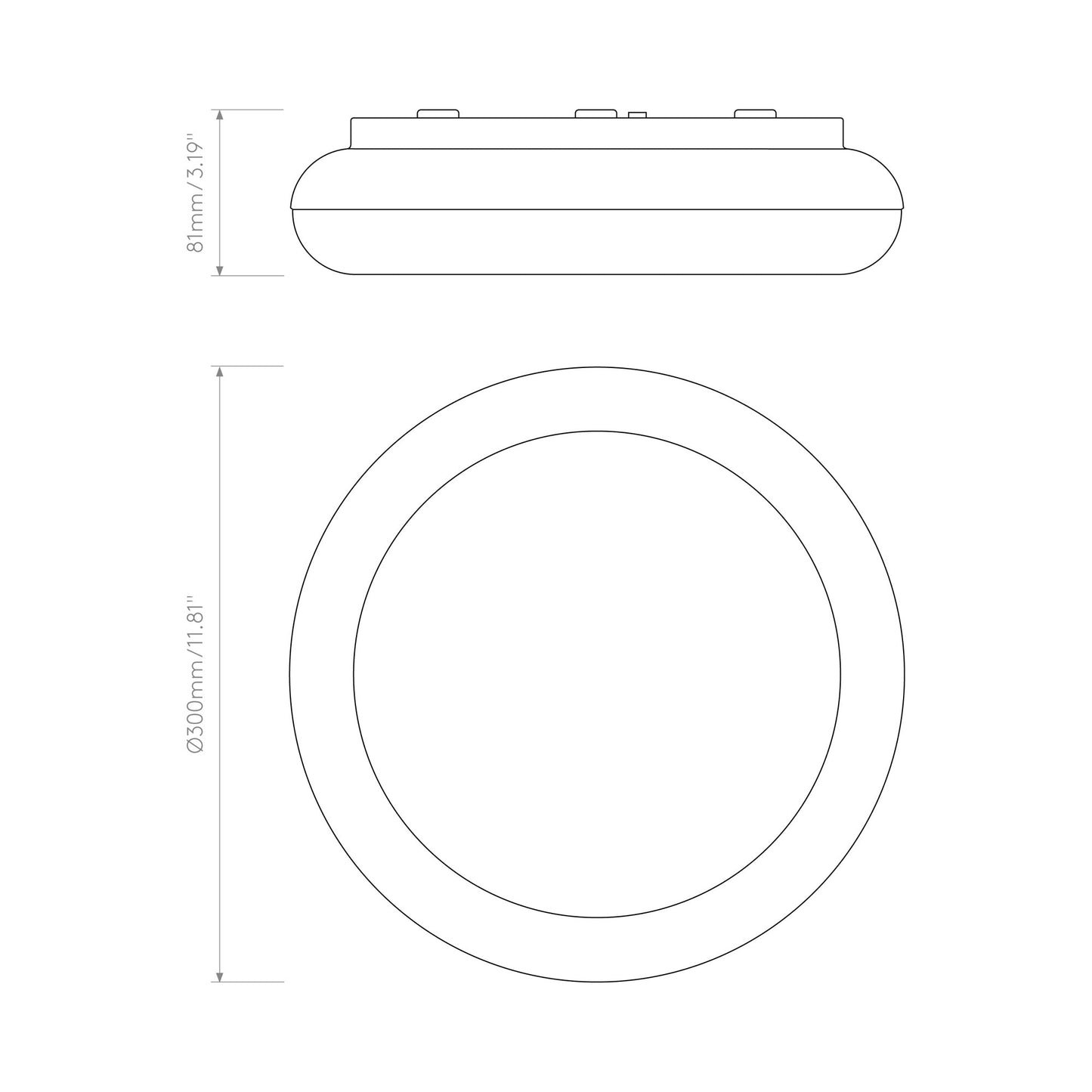 Altea Flush Mount Ceiling Light - line drawing.