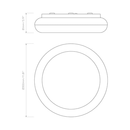 Altea Flush Mount Ceiling Light - line drawing.