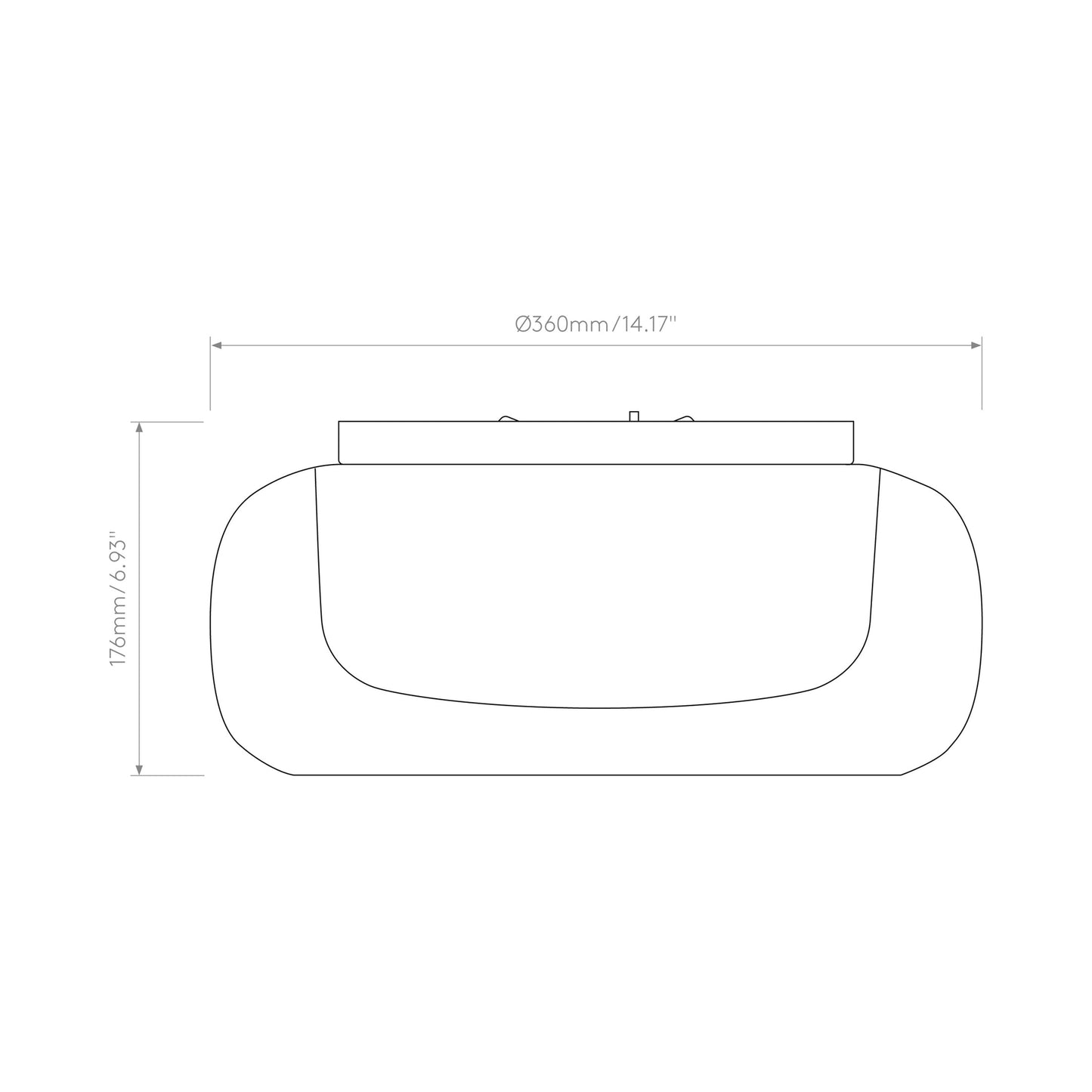 Aquina LED Semi Flush Mount Ceiling Light - line drawing.