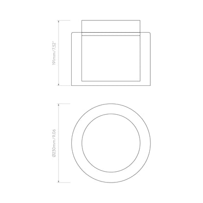 Arezzo Flush Mount Ceiling Light - line drawing.