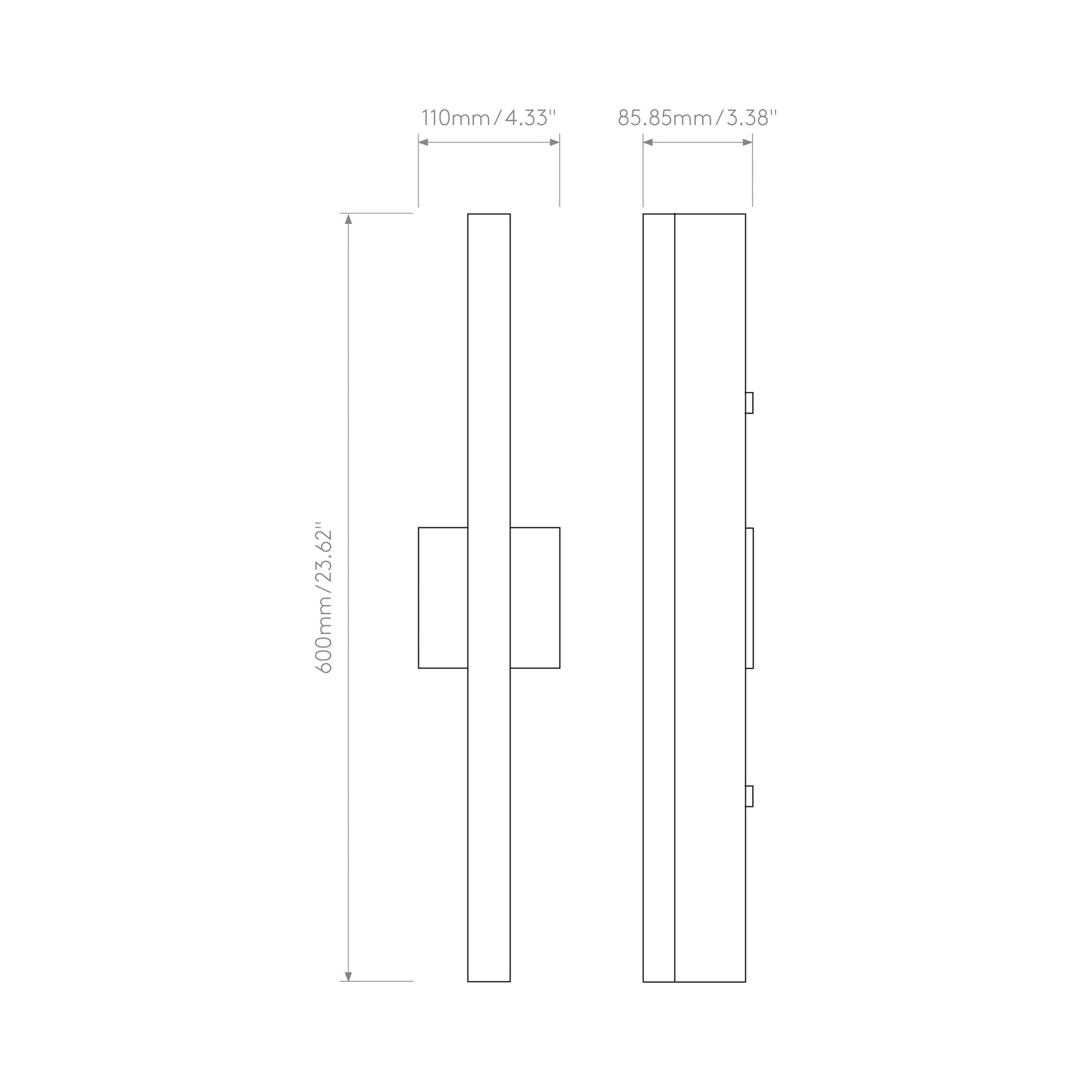 Artemis LED Vanity Wall Light - line drawing.