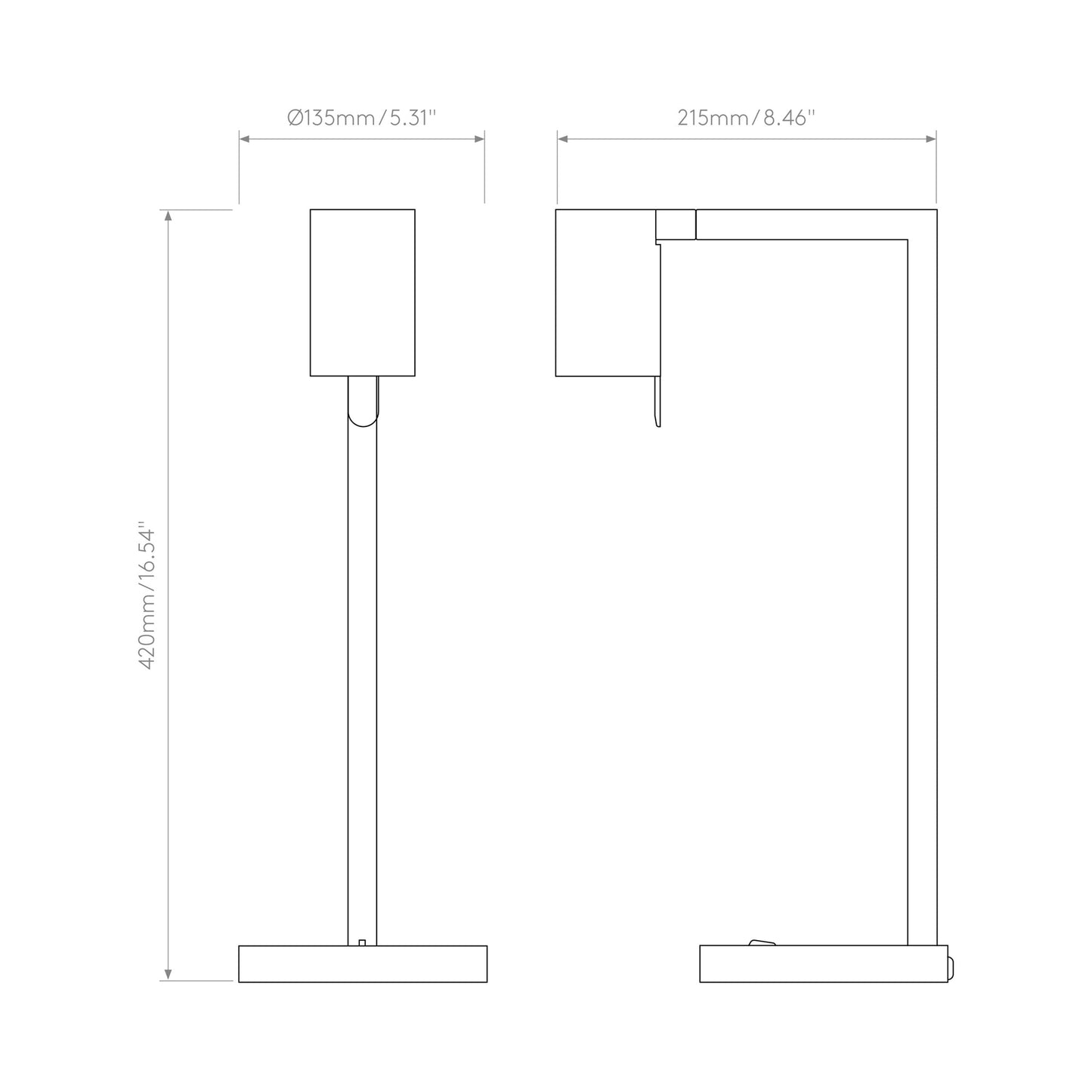 Ascoli Desk Lamp - line drawing.