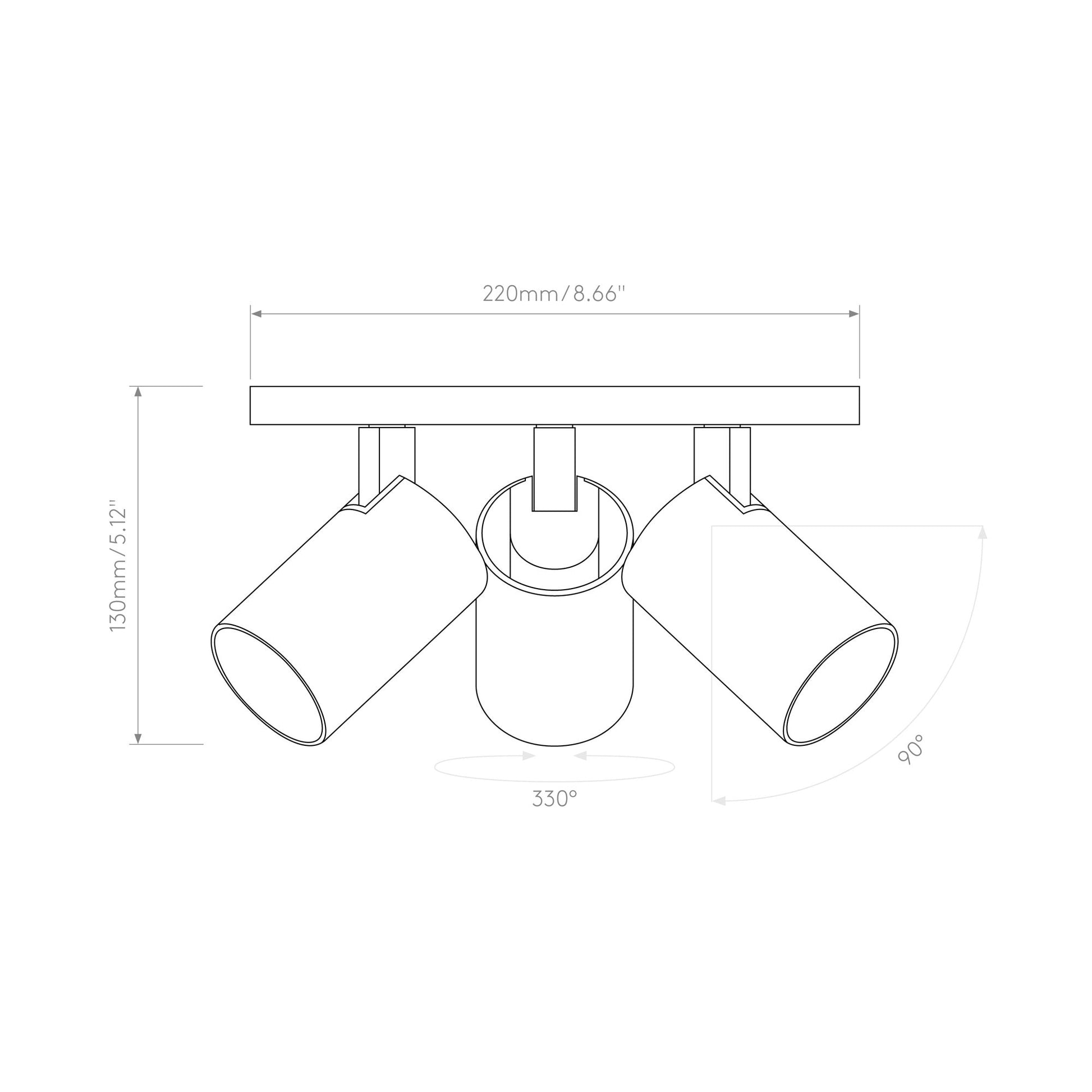 Ascoli Semi Flush Ceiling Light - line drawing.