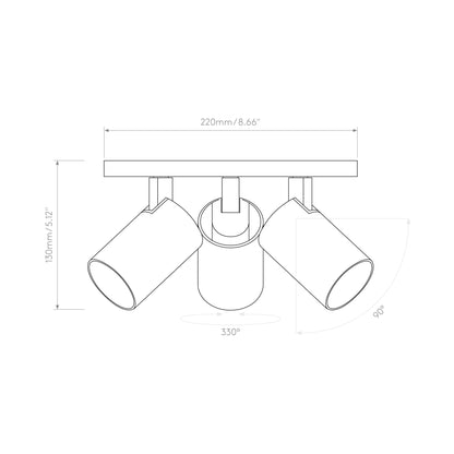 Ascoli Semi Flush Ceiling Light - line drawing.