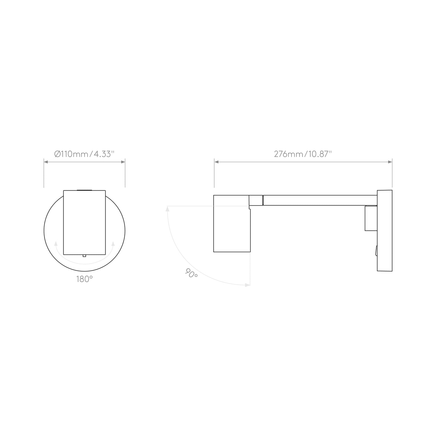 Ascoli Swing Wall Light - line drawing.