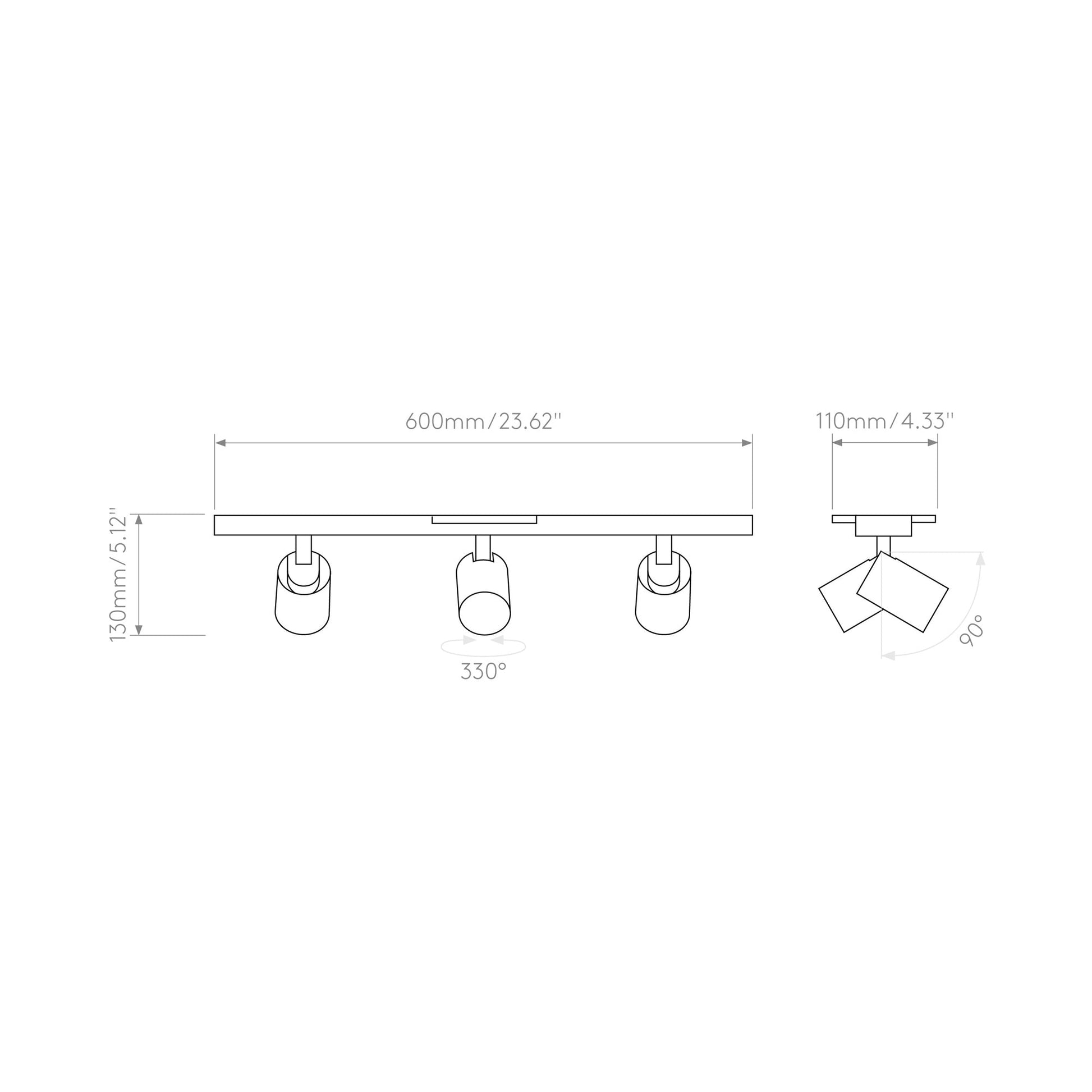 Ascoli Track Light - line drawing.