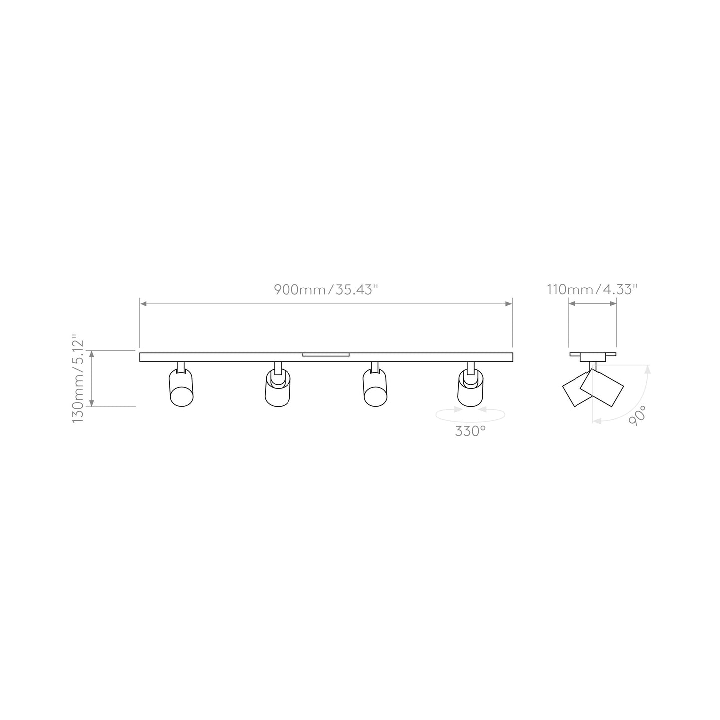 Ascoli Track Light - line drawing.