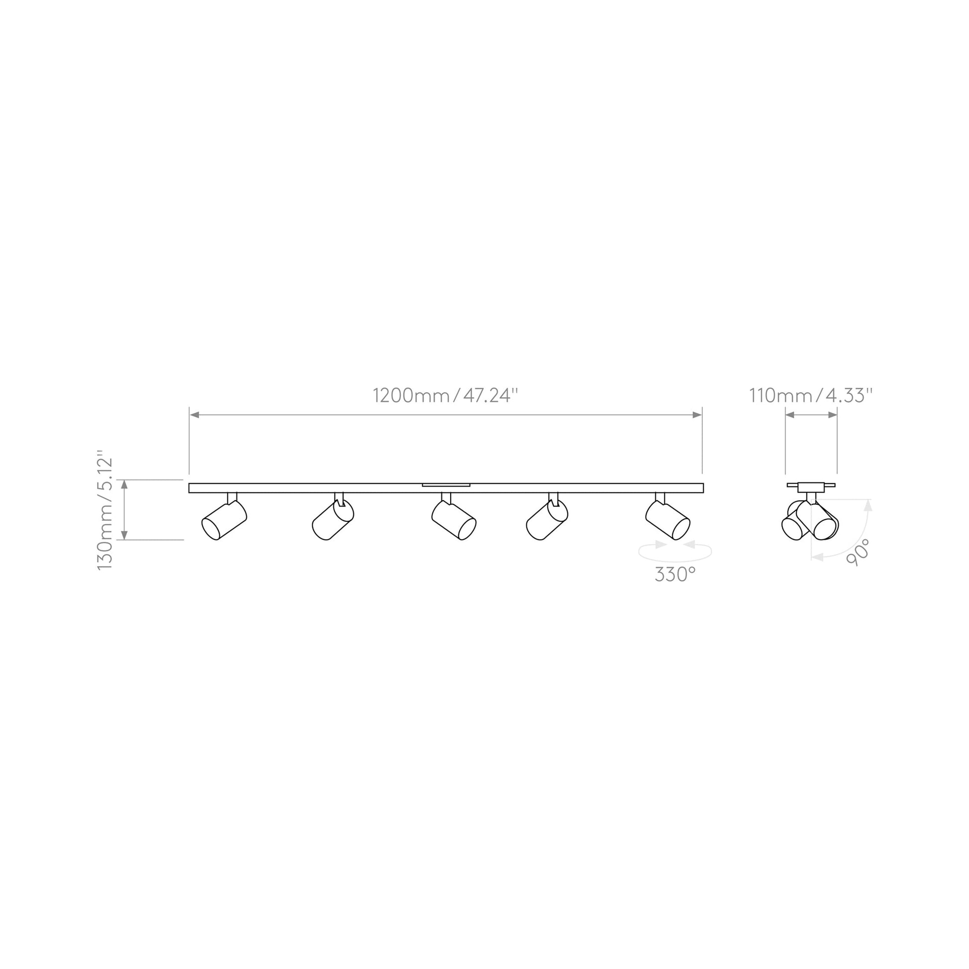 Ascoli Track Light - line drawing.