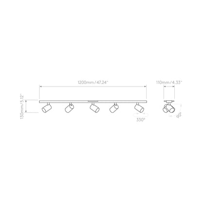 Ascoli Track Light - line drawing.