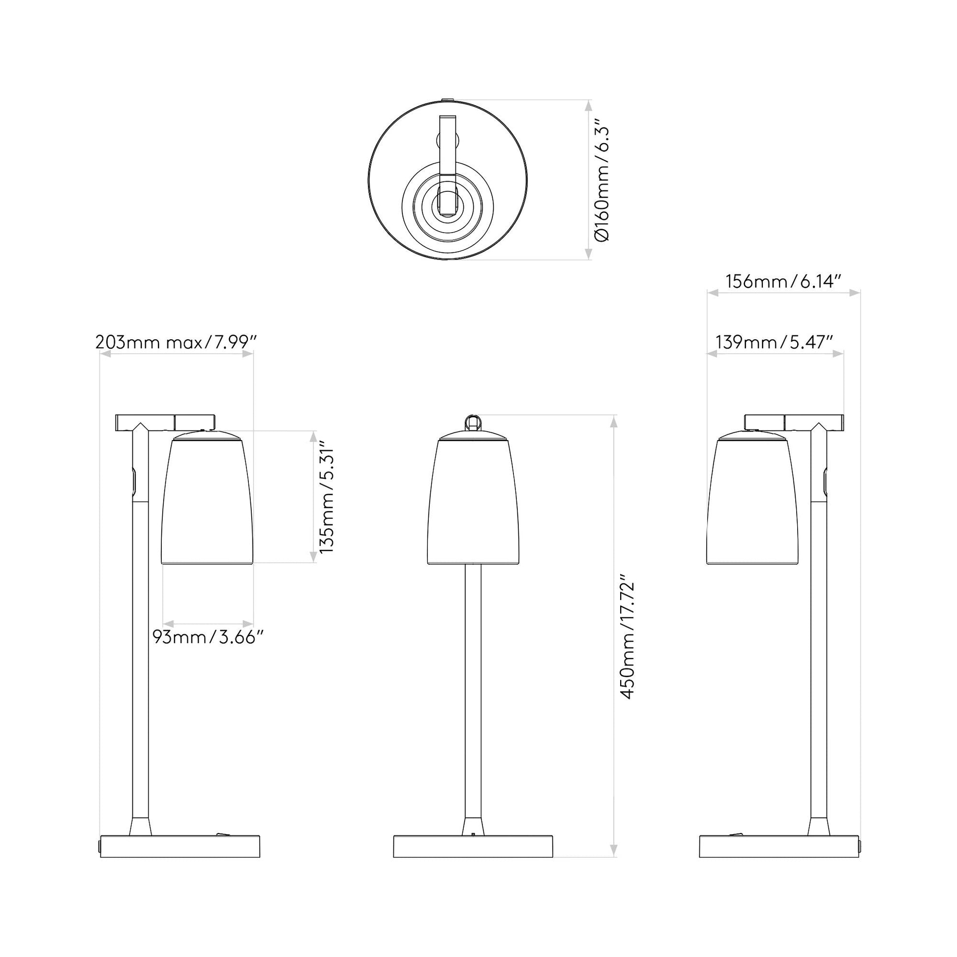 Carlton Table Lamp - line drawing.