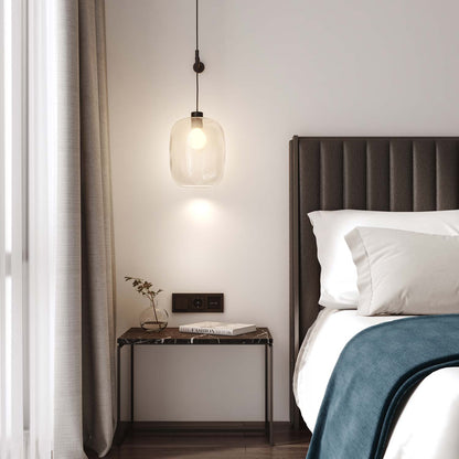 Curve Glass Shade in bedroom.