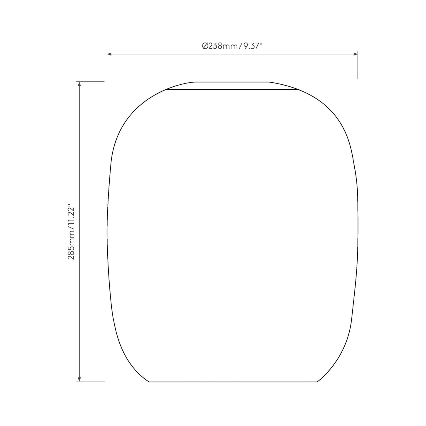 Curve Glass Shade - line drawing.