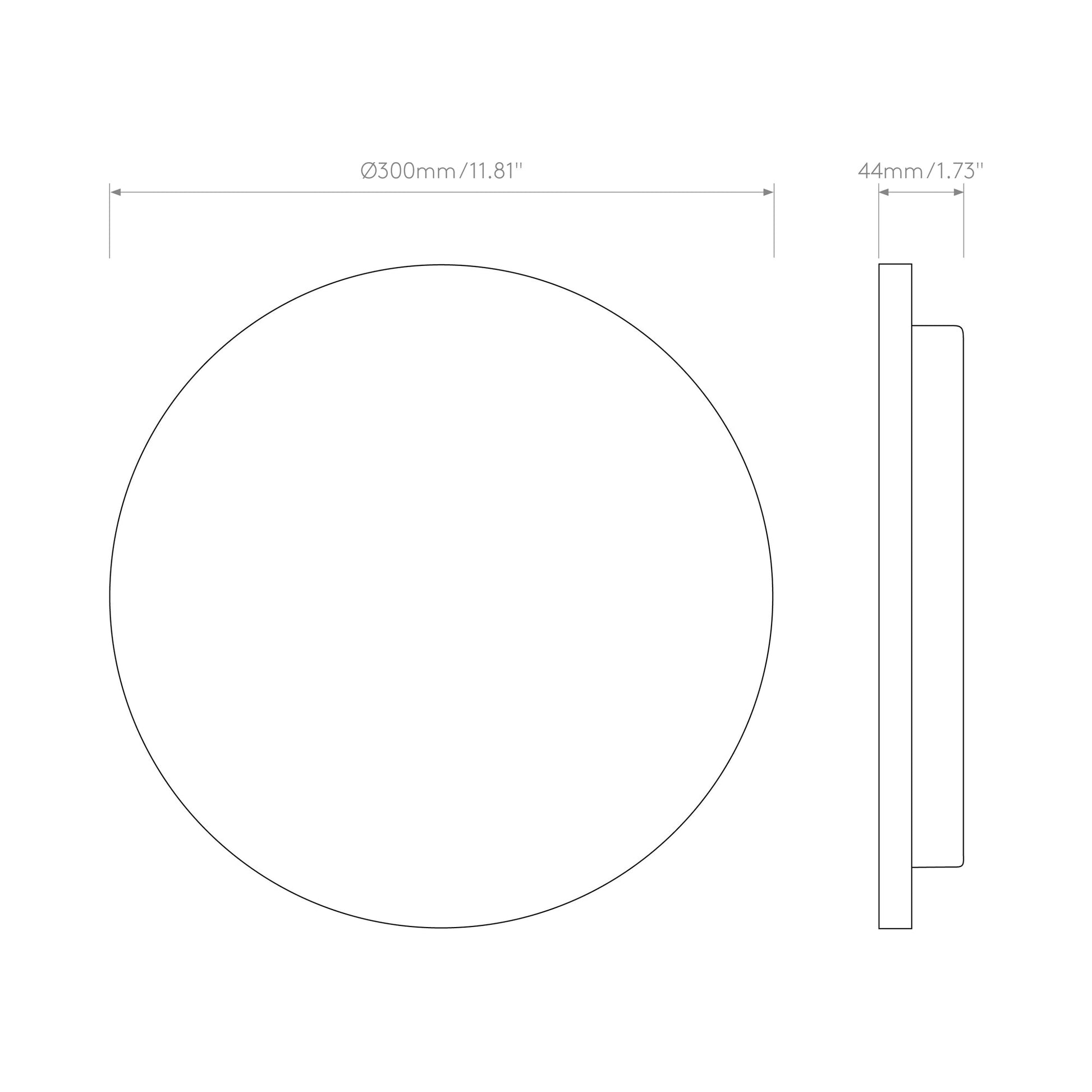 Eclipse Concrete LED Wall Light - line drawing.