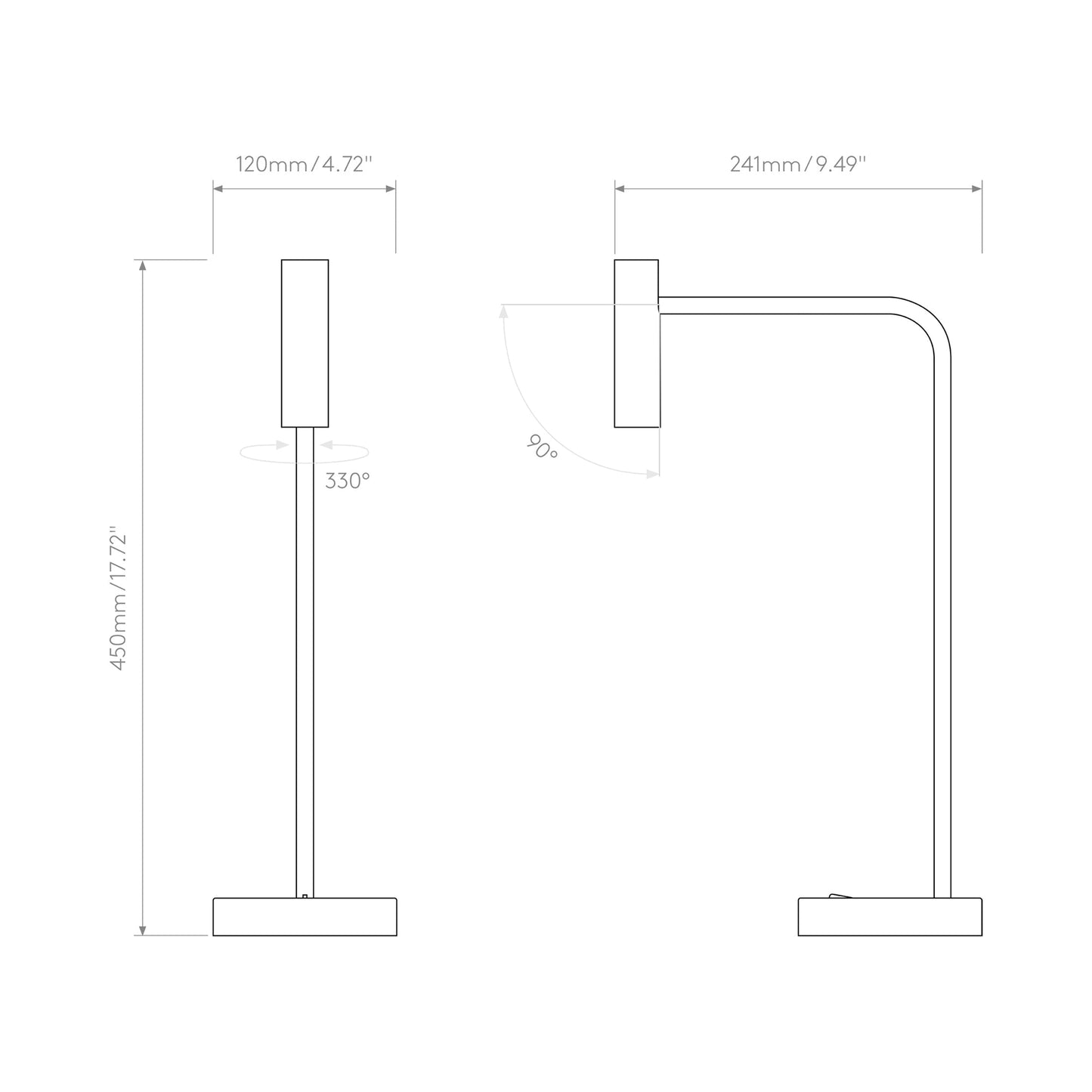 Enna LED Desk Lamp - line drawing.