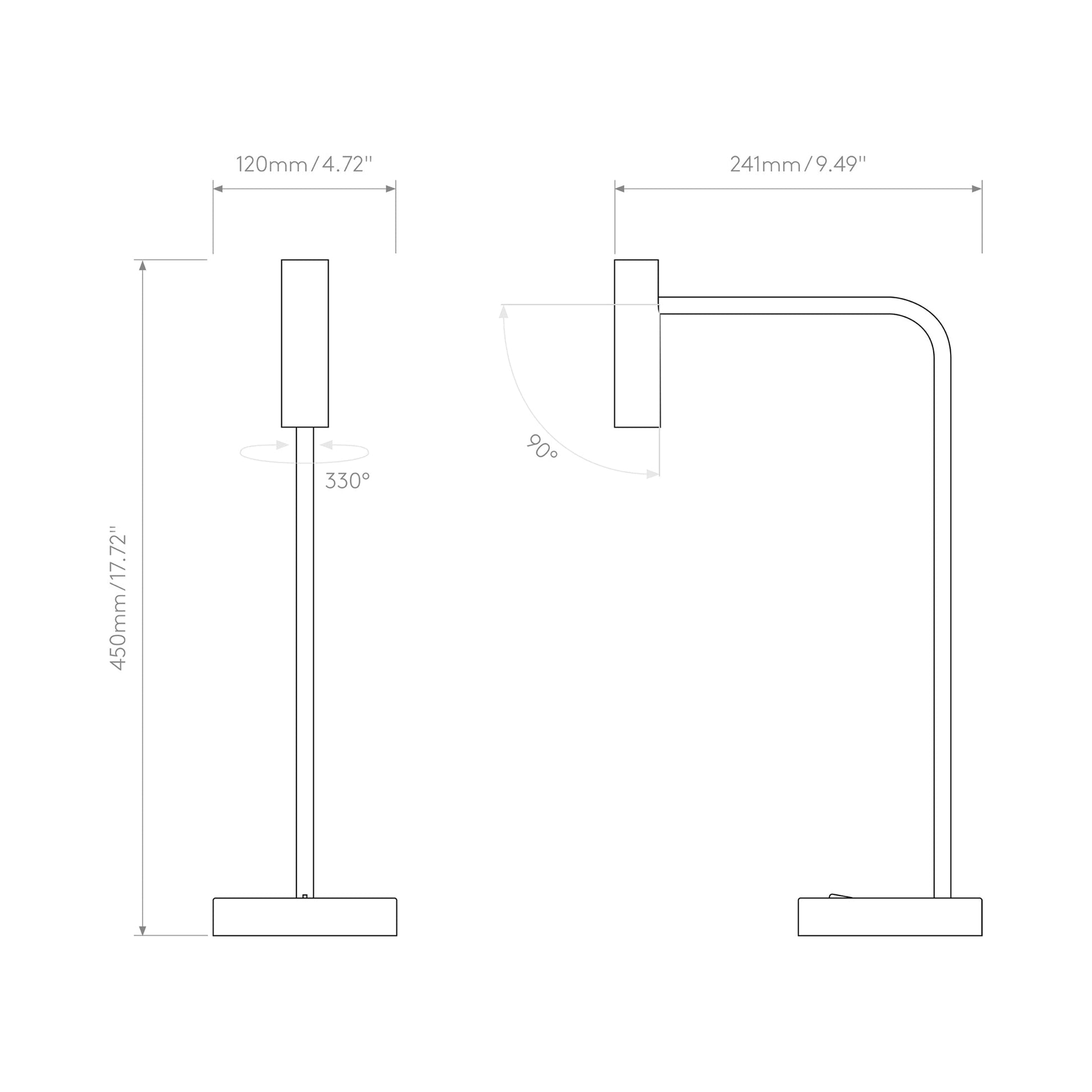 Enna LED Desk Lamp - line drawing.