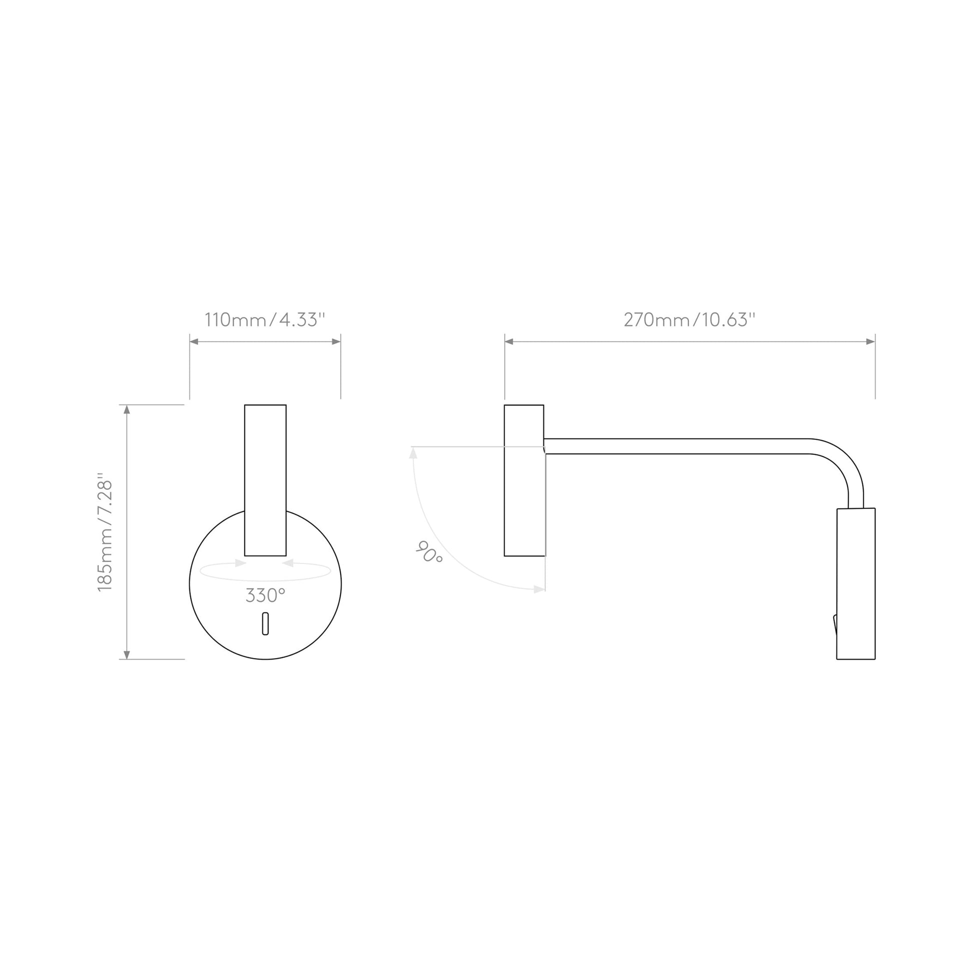 Enna LED Wall Light - line drawing.