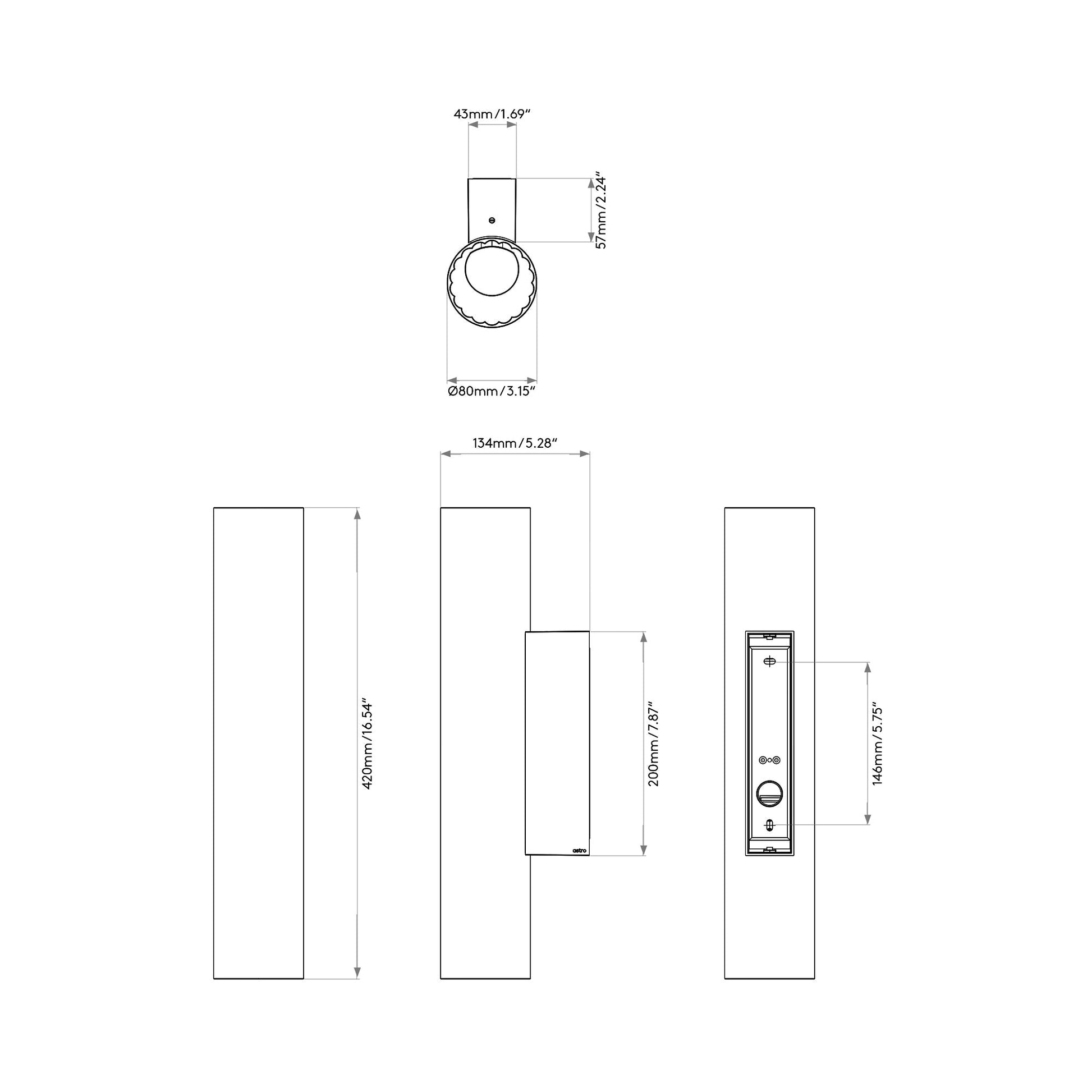 io LED Wall Light - line drawing.