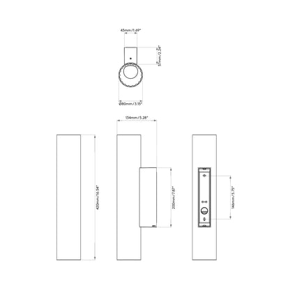 io LED Wall Light - line drawing.