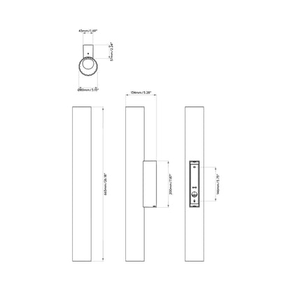 io LED Wall Light - line drawing.