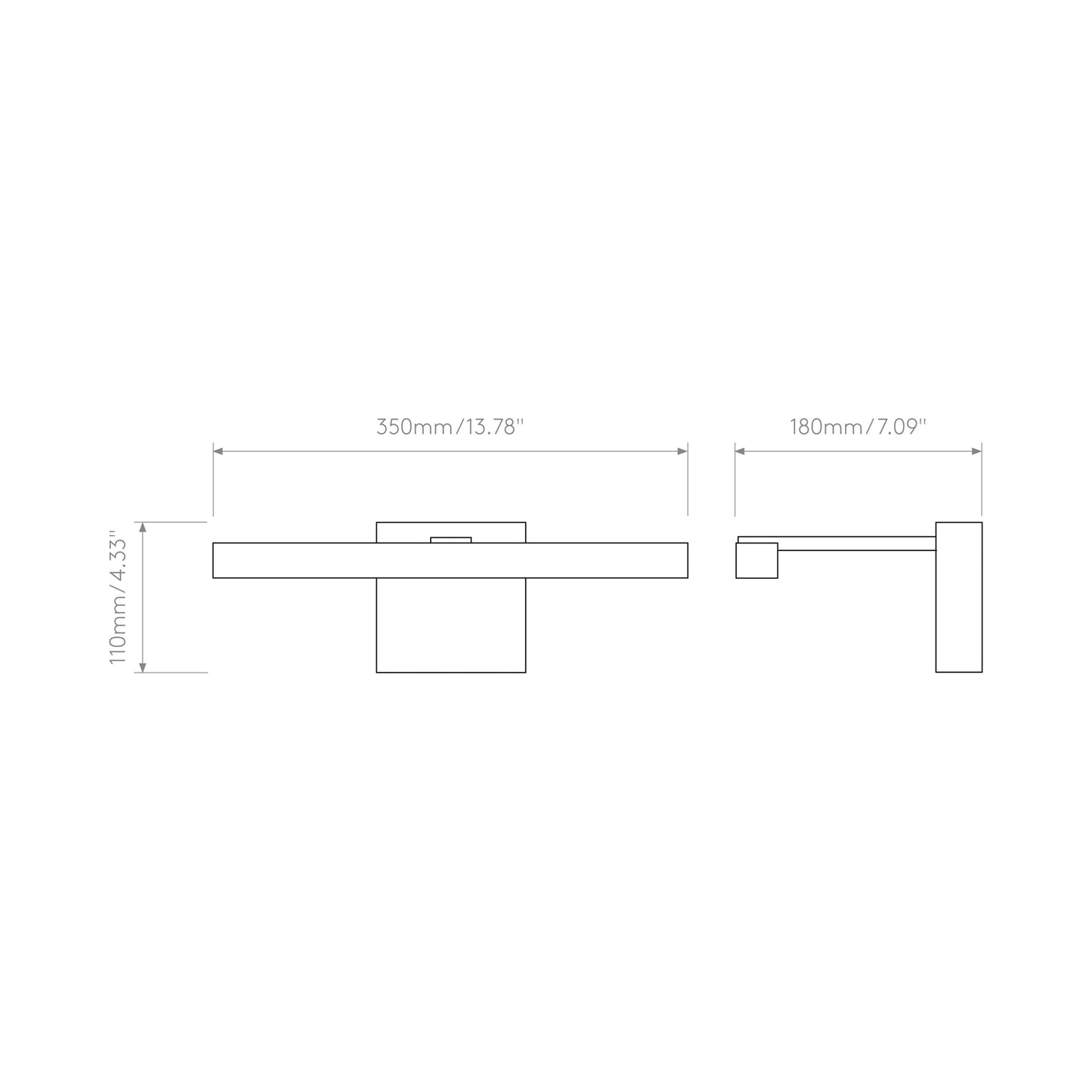 Kashima LED Wall Light - line drawing.