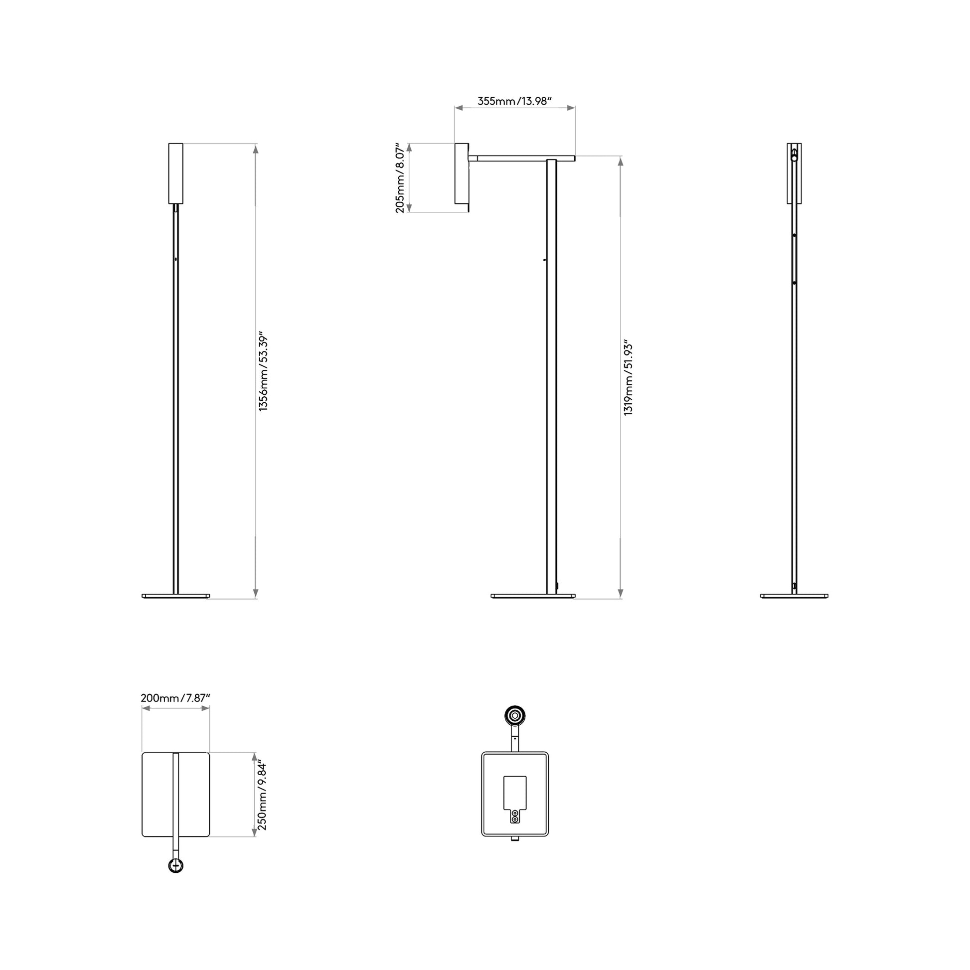 Leda Floor Lamp - line drawing.