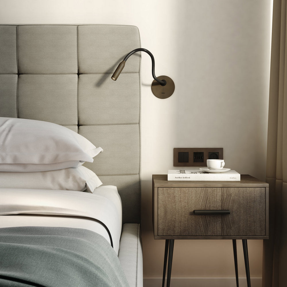 Lucca LED Recessed Wall Light in bedroom.