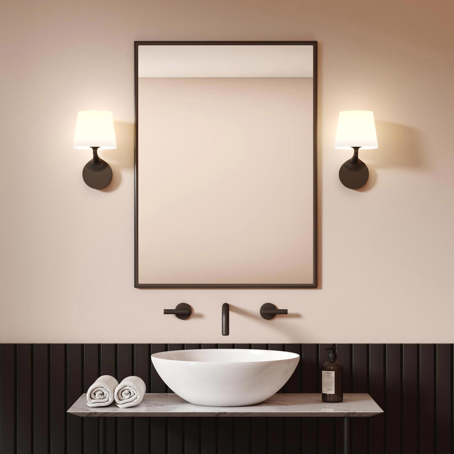 Millie Wall Light in bathroom.