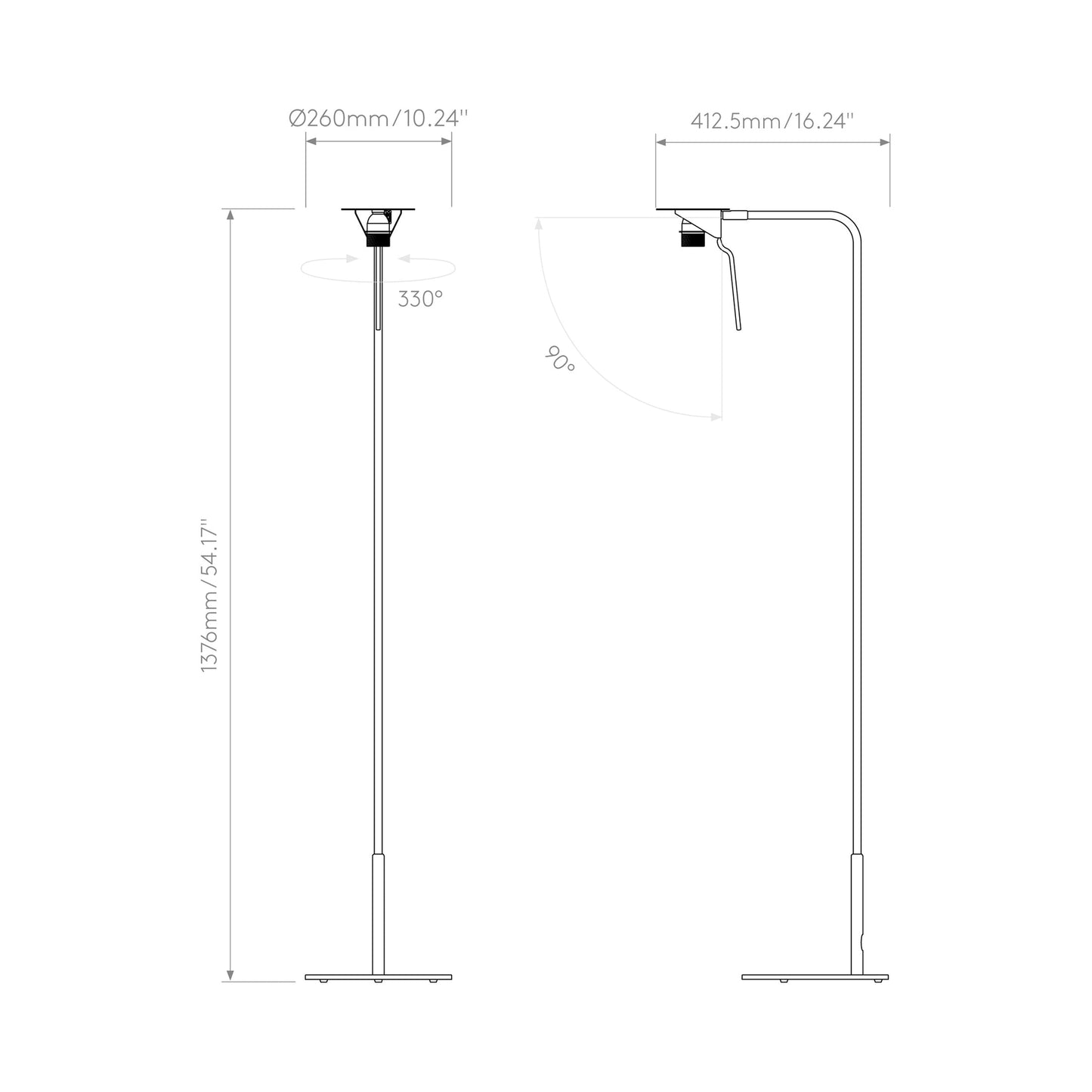 Mitsu Floor Lamp - line drawing.