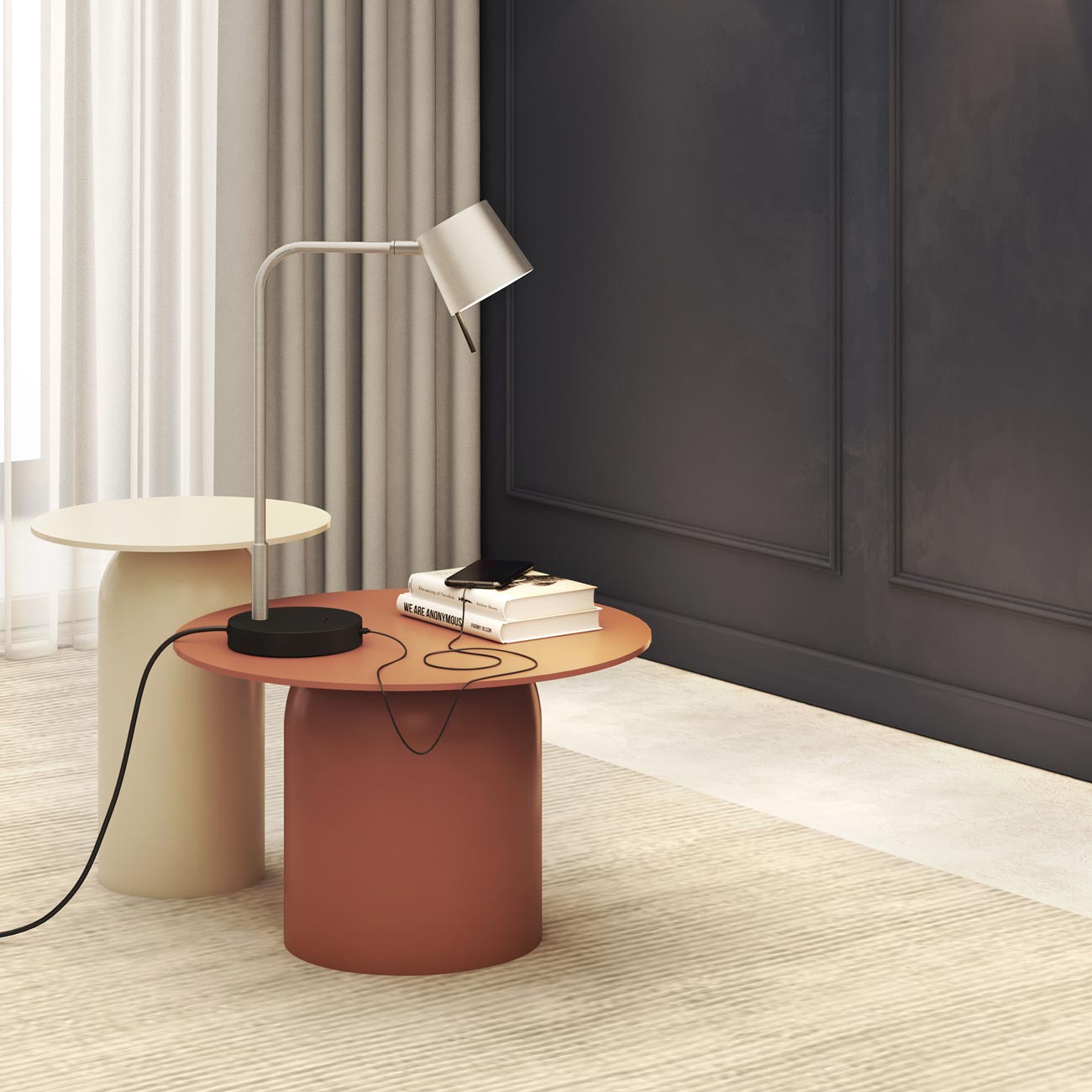 Miura LED Desk Lamp in living room.