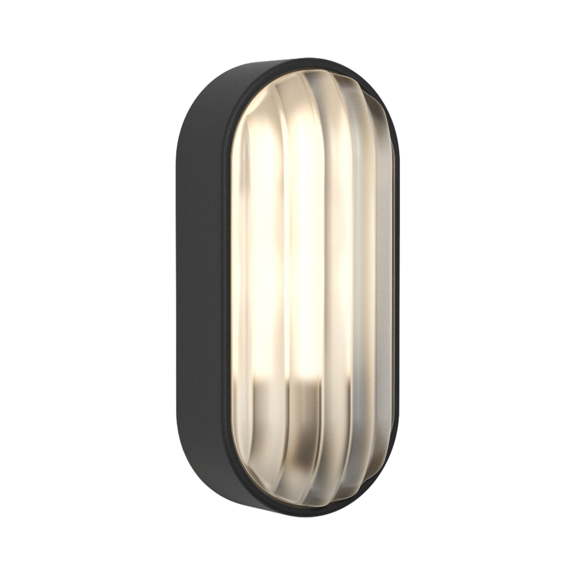 Montreal Ovall Outdoor Wall Light in Textured Black.